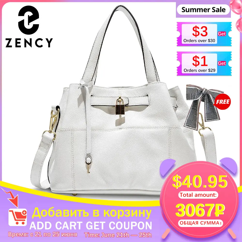 Zency 100% мягкая натуральная кожа элегантная женская сумка через плечо