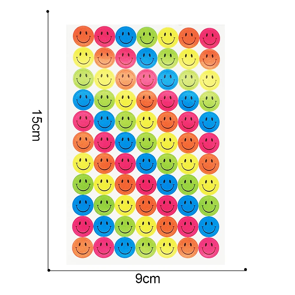 Pegatina de 8 hojas con cara sonriente colorida, interesante pegatina de cara de diamante infantil para tel&eacute;fono, cuaderno, Mensaje, decoraci&oacute;n-3