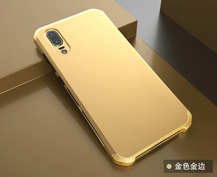 Gold Gold Side Текстурированная антиосенняя металлическая рамка P20 Пластиковая Задняя пластина для huawei P20 алюминиевый сплав p20 для P20 бампер чехол с подарком - Цвет: Gold Gold Side