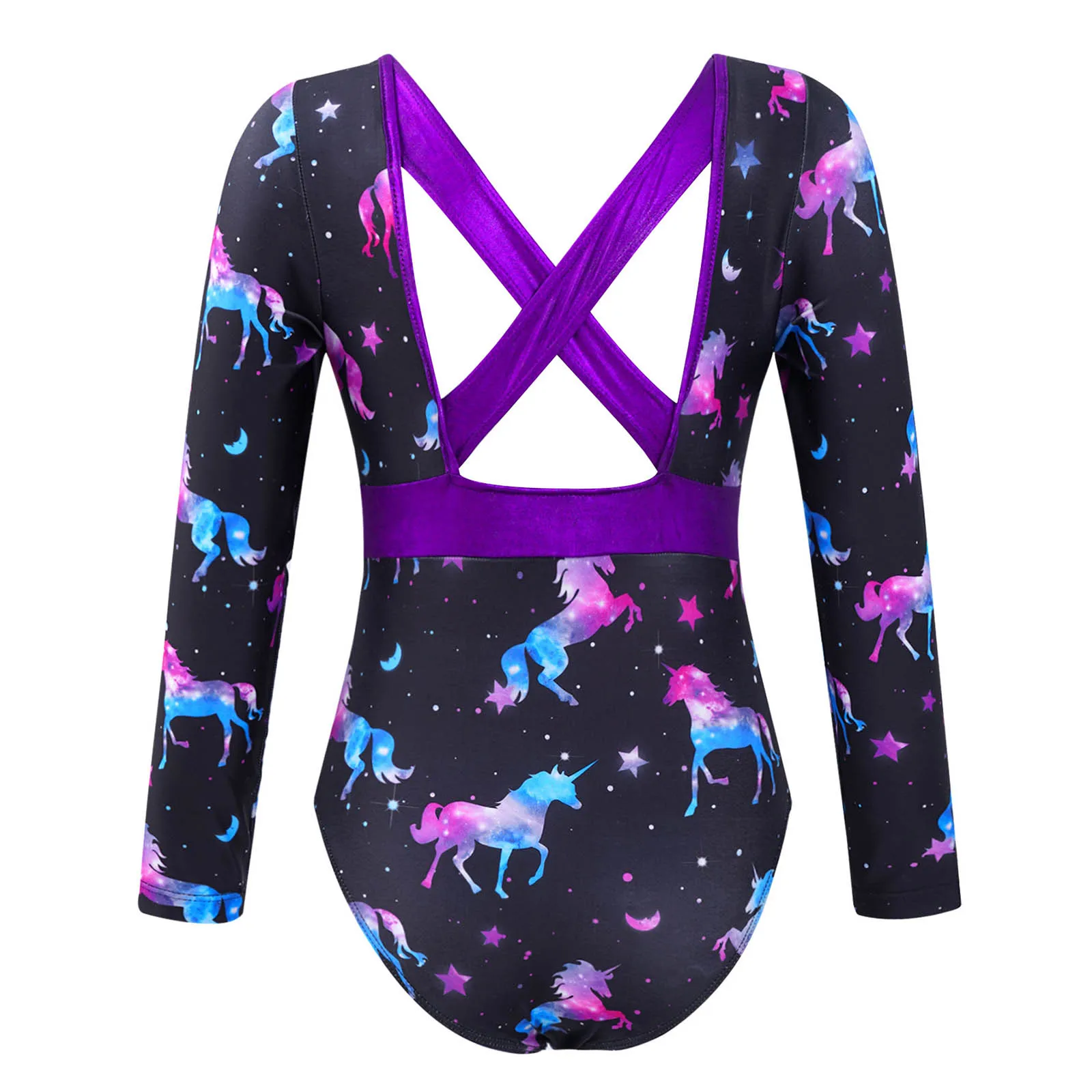 Детское цельное трико для гимнастики и тренировок девочек комбинезон с длинными