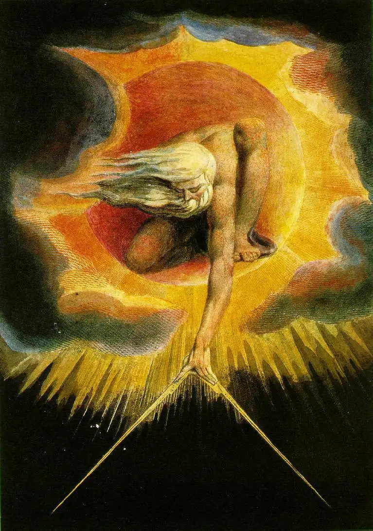 

William Blake The Ancient Of Days Symbolism Biblical Art Real Canvas Print