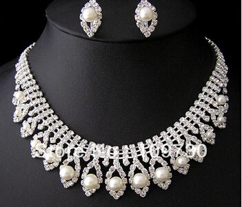 Бесплатная доставка&gt Свадебный/свадебный набор из жемчужного ожерелья и