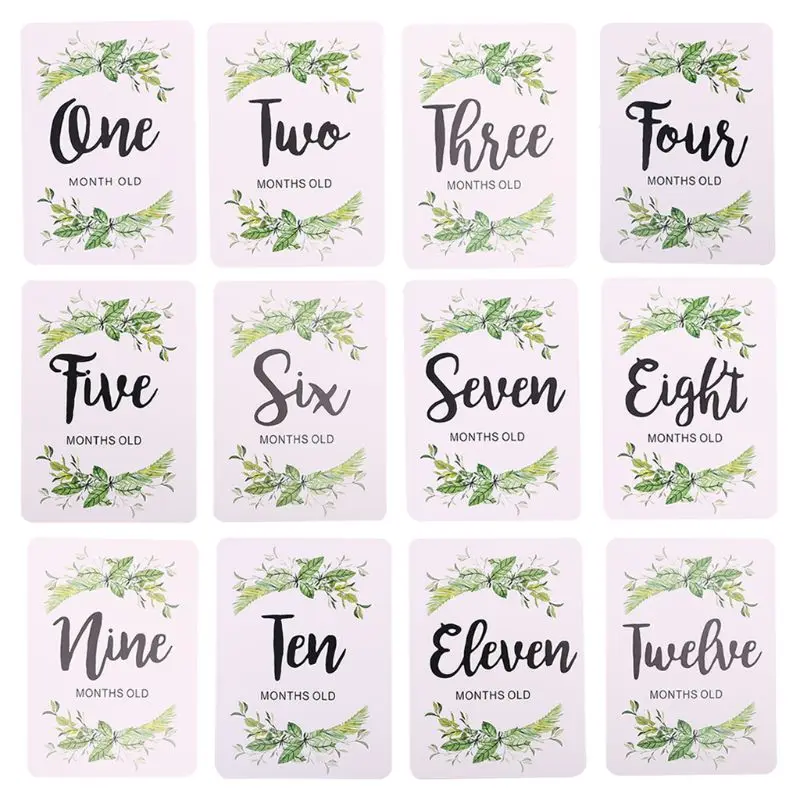 

12 Pcs/Set Month Card Baby Monthly Newborn Photos Funny Cartoon Photography Photo Cards Stickers