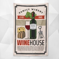 family winery wine house vintage beer day flag wall chart deluxe indoor outdoor banner retro oktoberfest decor tapestry painting