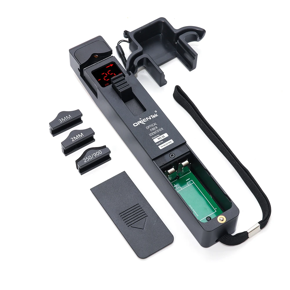 Orientek TFI-35 Cable Fiber Optic Identifier 800-1700nm Live Detector with 4 Adapter Alum Alloy Identificador de fibra ativa |