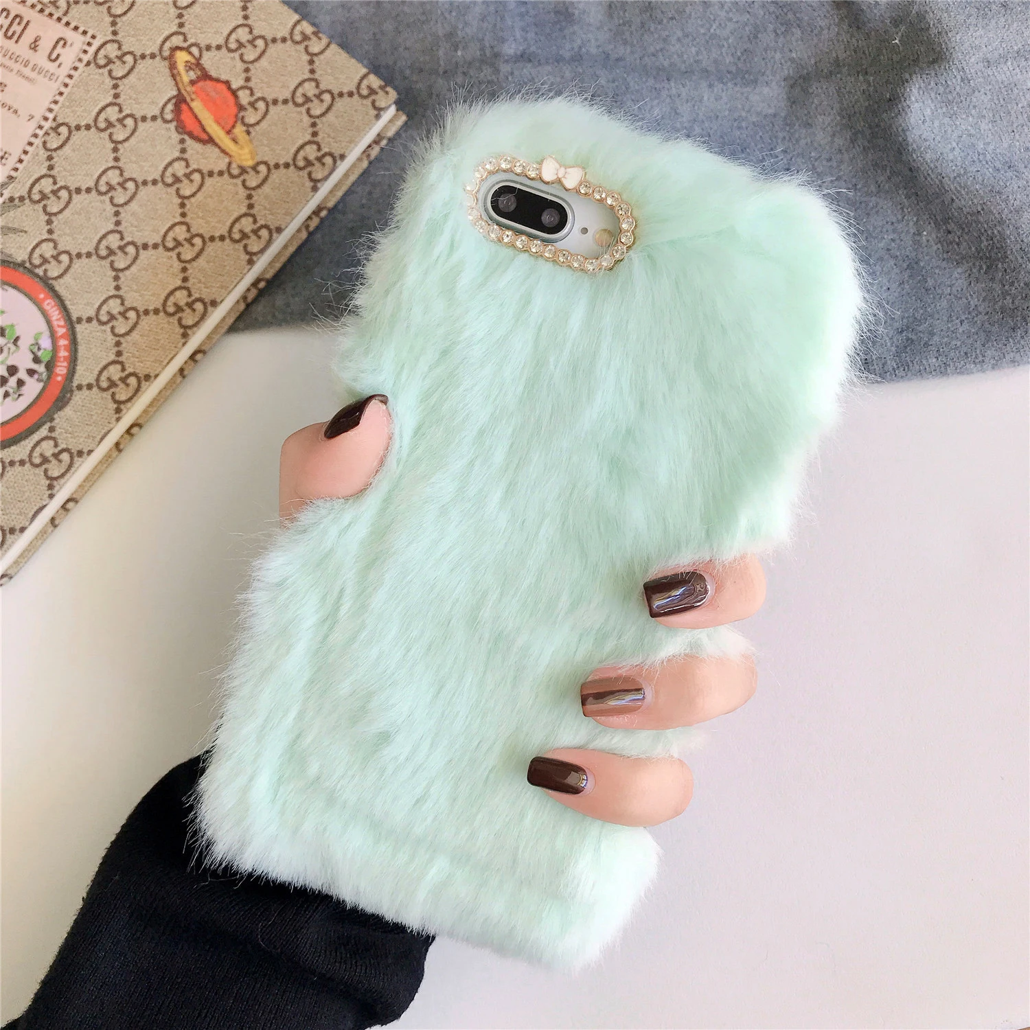 Милый теплый плюшевый чехол для телефона с бриллиантами huawei P9 P10 P20 P30 pro lite plus mate 9 10