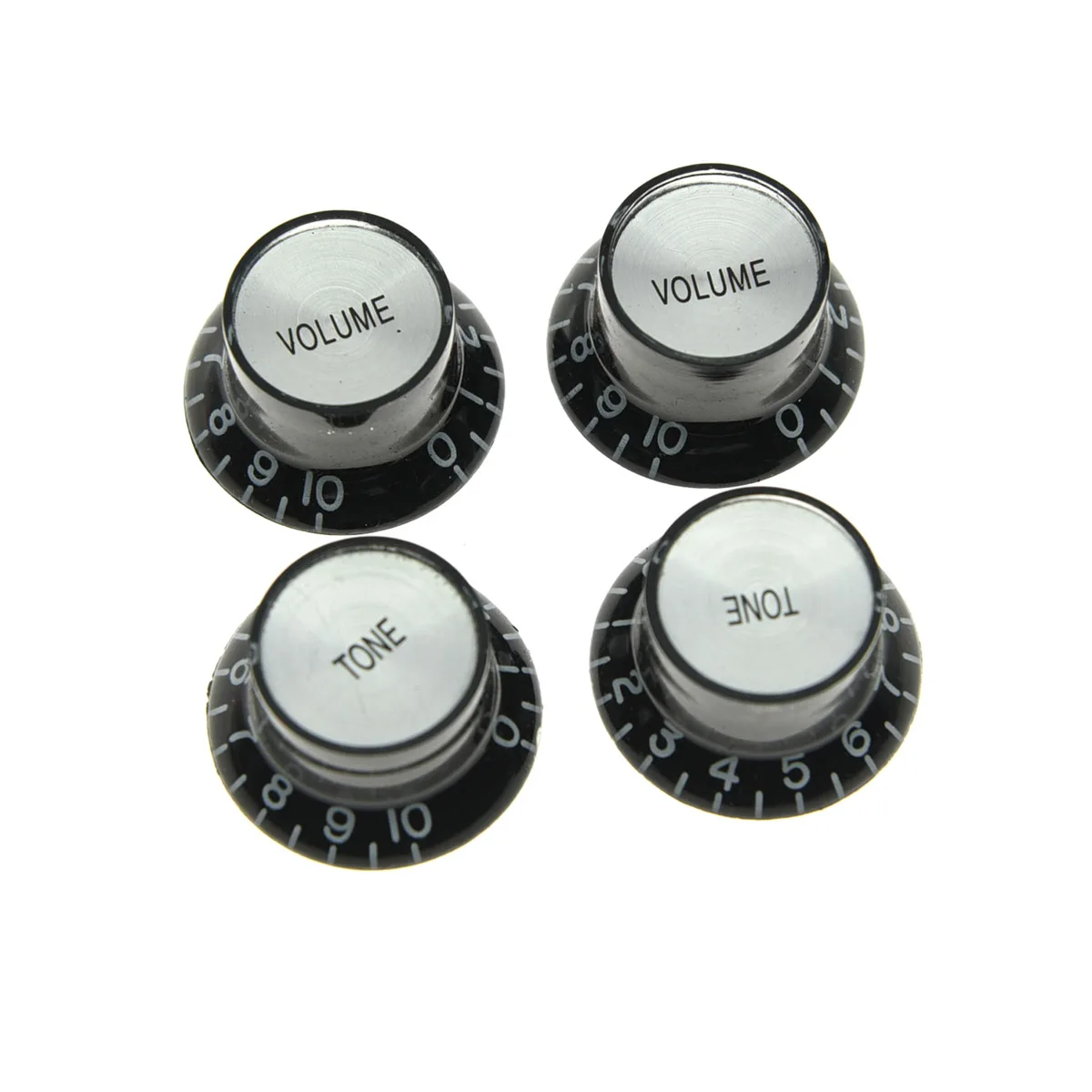 

4pcs Silver Reflector Knobs Guitar 2 Volume&2 Tone Speed Control Knob Top Hat Knobs Potentiometer Knob Fits Les Paul Epiphone SG