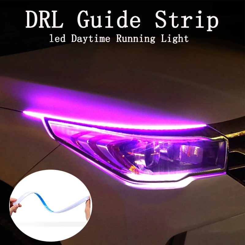 

Tira de luz led ultra fina para coche, luces diurnas DRL, intermitente, blanco, rojo, amarillo, resistente al agua, 30 45 60cm