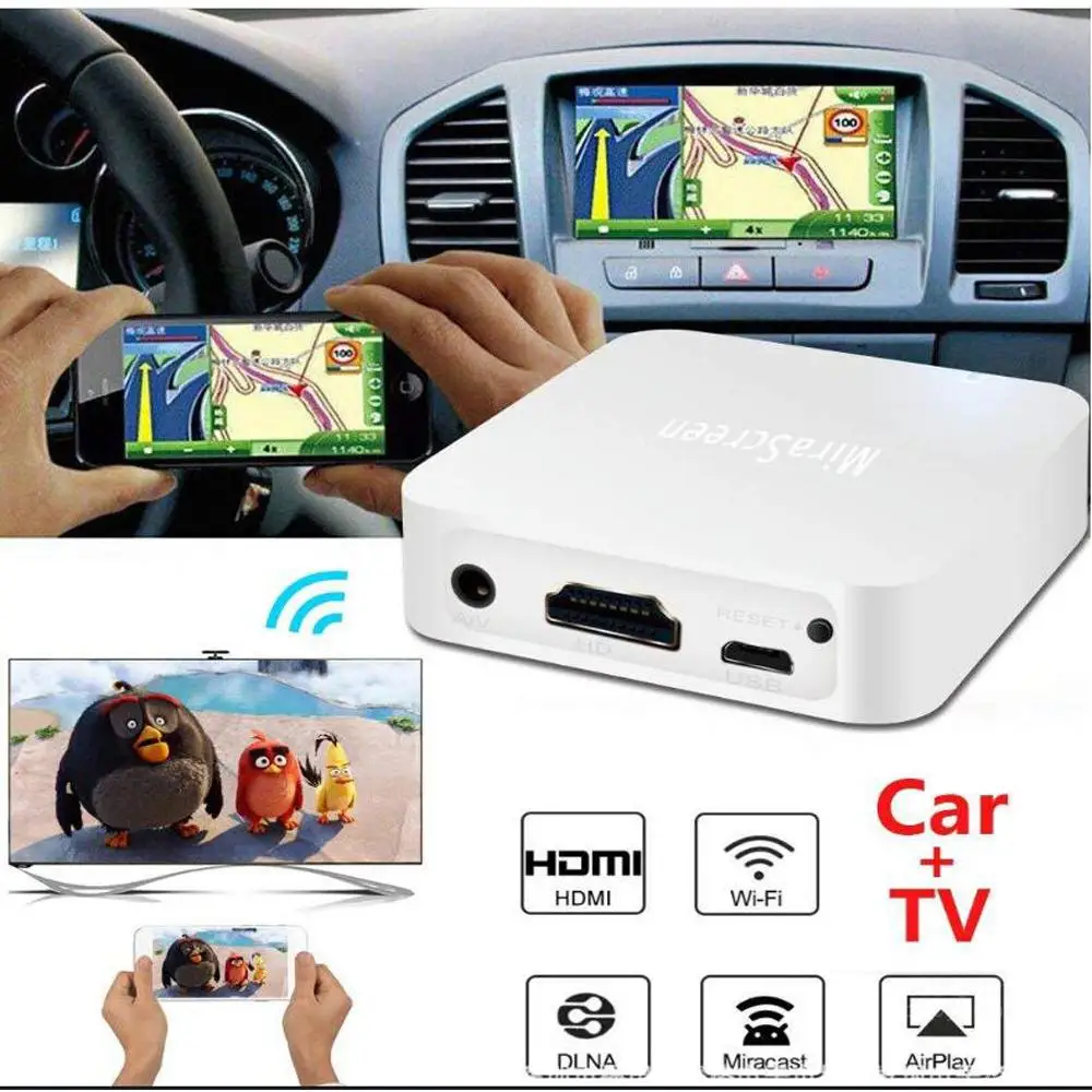 Mirascreen X7 Car Auto Media DLNA Miracast Airplay Screen Mirroring Dongle TV Stick Wireless HD AV Output Video Streamer Display