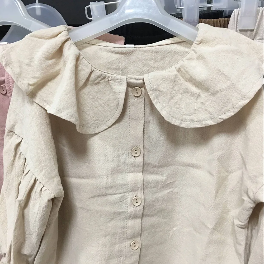 Осенняя детская одежда в Корейском стиле хлопковая кукольная рубашка с мятой