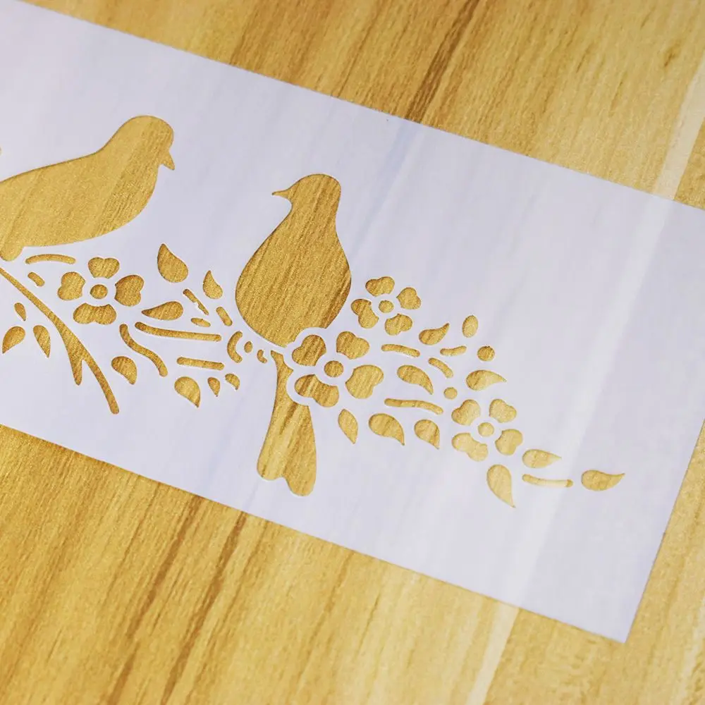 1 шт. многоразовый трафарет в форме птицы на ветвях Аэрограф рисование искусство