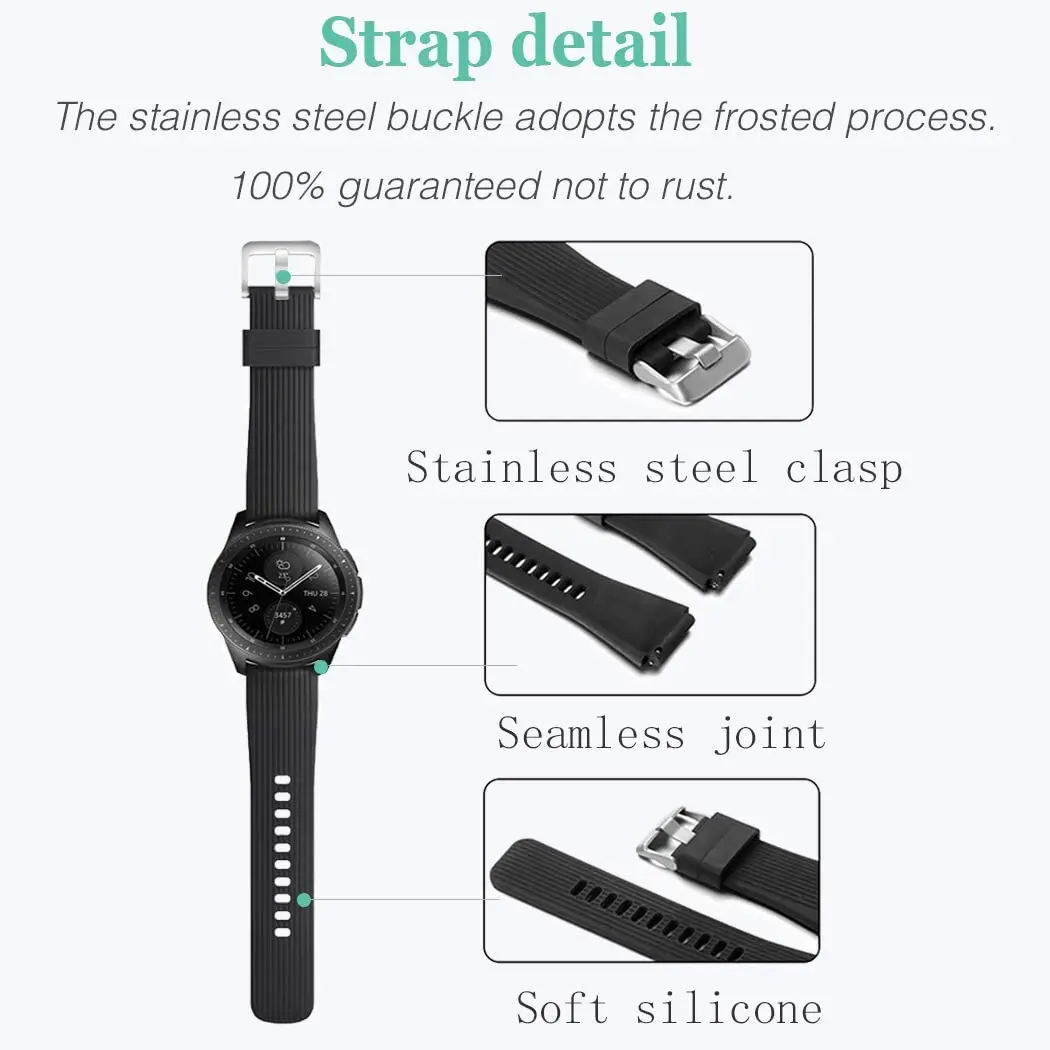 22mm Watch Band for Samsung Galaxy Watch 46mm/Huawei Watch GT2/Amazfit GTR Sports Silicone Bracelet band for 20mm Galaxy watch 4