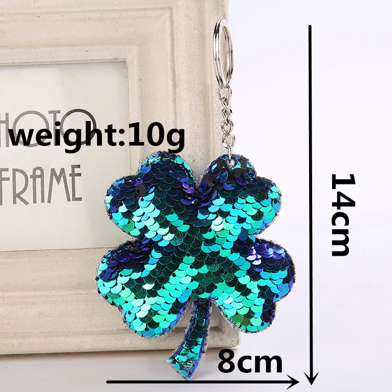 Брелок для ключей Llaveros женщин брелок с блестками четырехлистным клевером