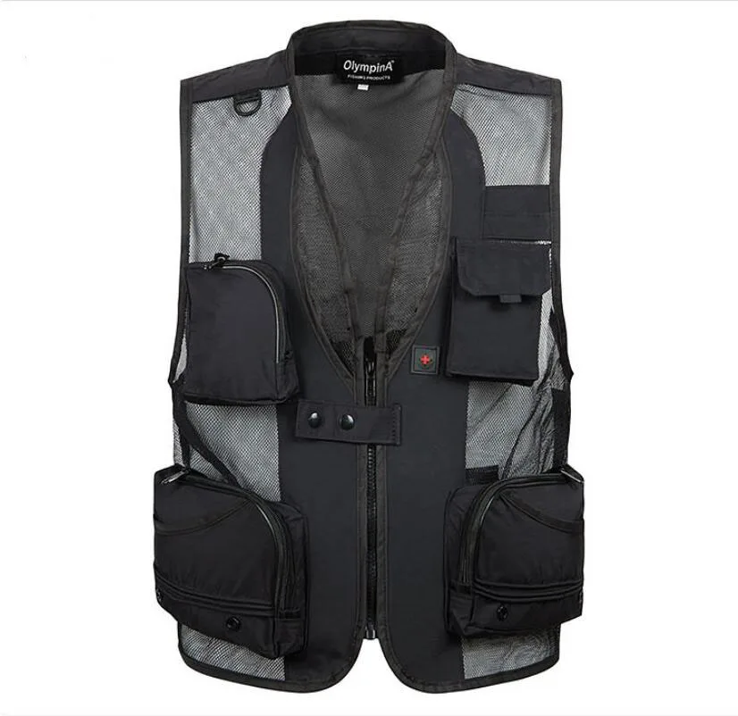 Новый стиль жилет быстросохнущие сетки мульти-карманная фотография Рыбалка