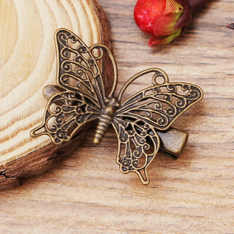 10pc 25*35mm Filigree Butterfly Bobby Pins Metal Clip Crocodile Duckbill Women Hair With Teeth Alligator Clips styling | Украшения и