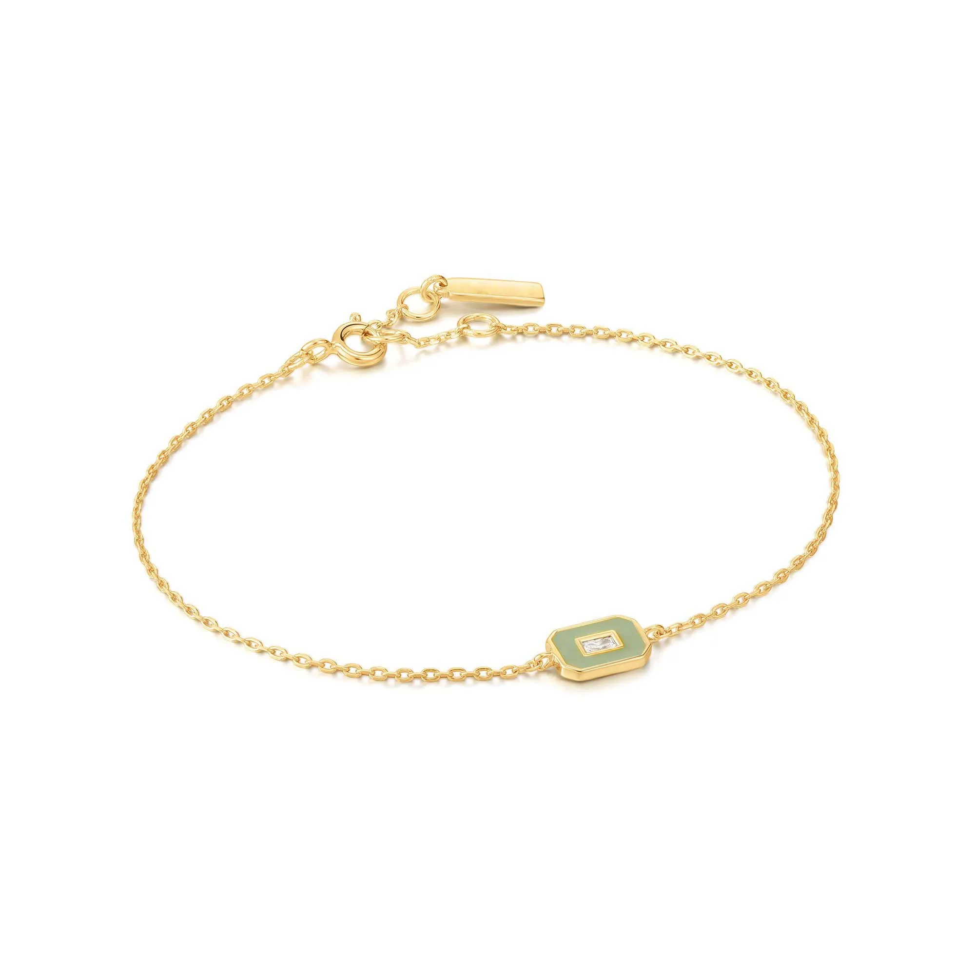 

MANI E PIEDI Sage Enamel Emblem Gold Chain Bracelet For Women With CZ Stone Pendant New Fashion Jewelry Luxury Quality Girl Gift