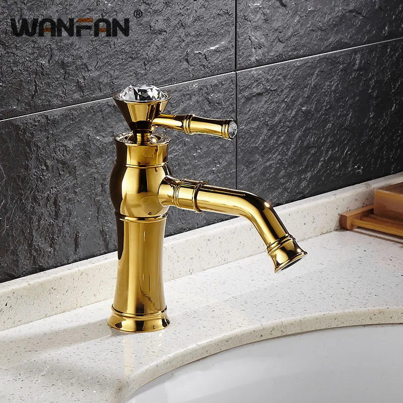 Современные смесители для раковины золотого цвета ванной комнаты с