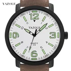 Мужские часы от бренда YAZOLE 45 мм, светящийся большой циферблат, ремешок из ПУ кожи, модные повседневные часы, мужские наручные часы, мужские часы