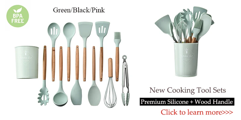 12 Pieces Cooking Tools Set Silicone+Wood Handle Kitchen Cooking Utensils Set with Storage Box Turner Tongs Spatula Soup Spoon