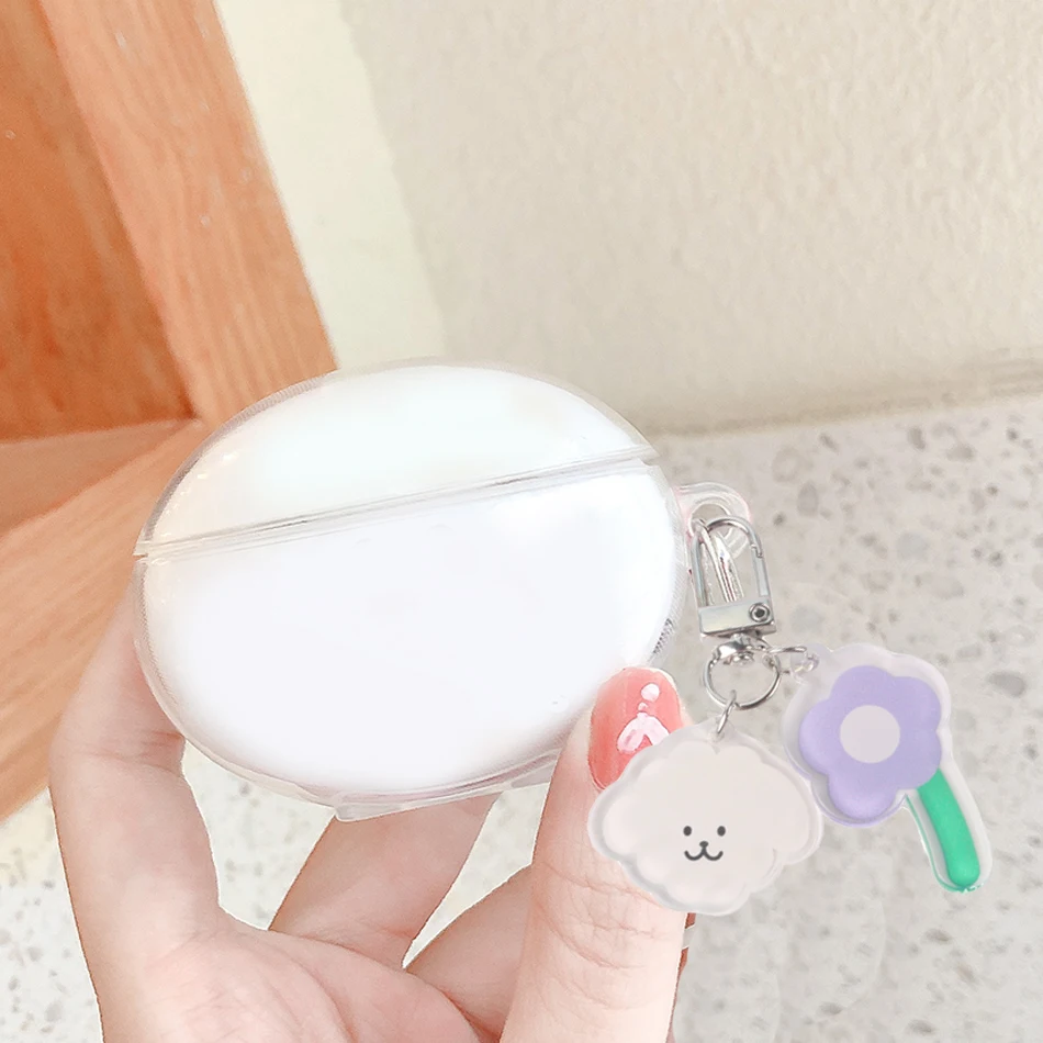

Для OPPO Enco Air Чехол милый тюльпан цветок медведь мультфильм прозрачные беспроводные наушники Мягкий защитный чехол для oppo air Чехол