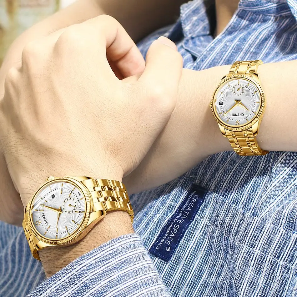 Quartz Wrist Watches For Men Women's Gold Fashion Business Leisure Paired Sale Lover Luxury Goods 18+ Gift Dress Boy/Girls Clock