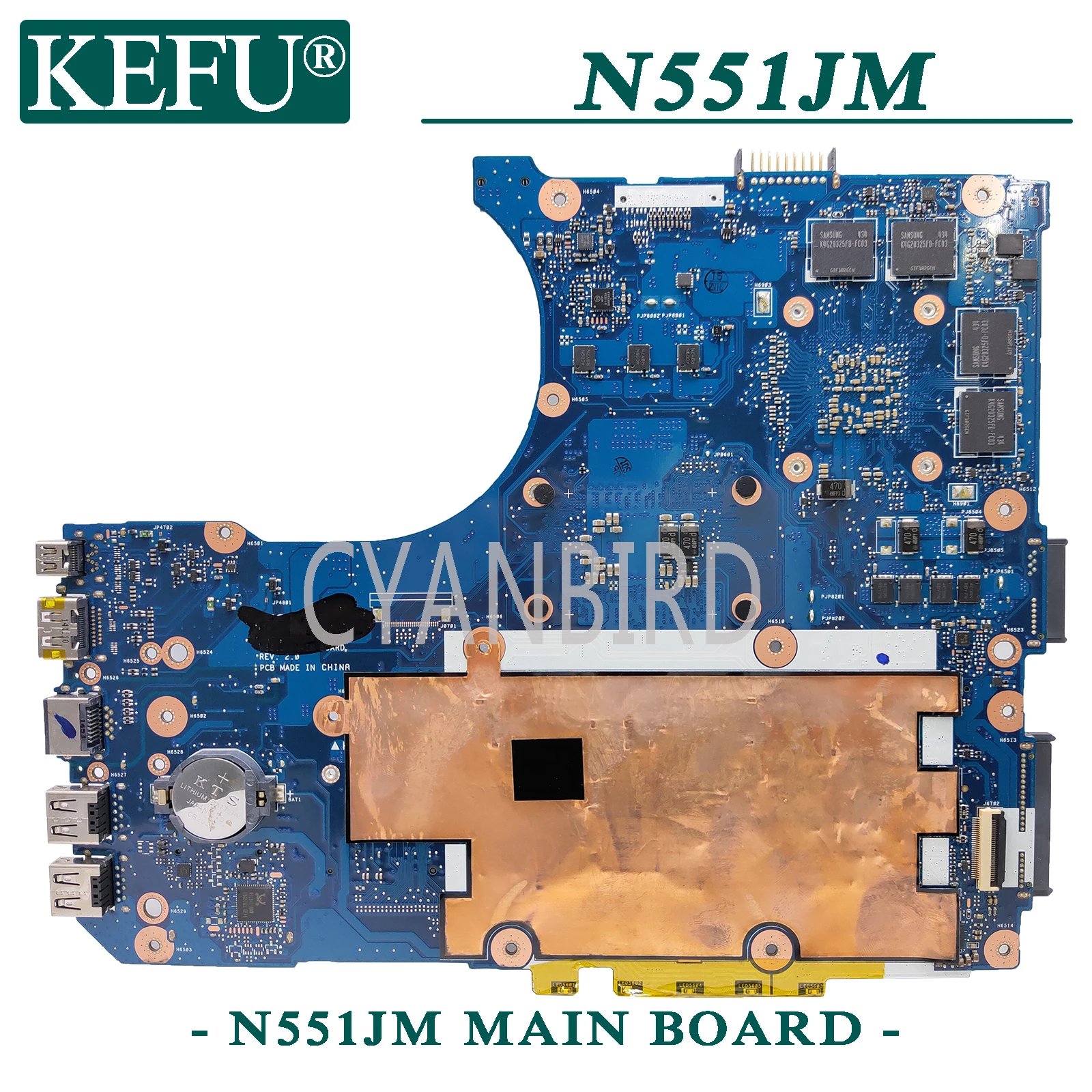 

KEFU N551JM original mainboard for ASUS G551JM G551JW N551JW N551J G551J with I5-4200H GTX860M-2GB Laptop motherboard