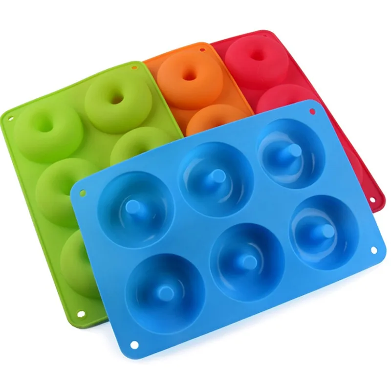 

6 Cavity Donut Silicone Mold Non-stick Baking Tray Accessories Heat-resistant Reusable Folded Donuts Maker Cake Decorating Tools