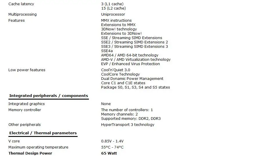 Процессор AMD Athlon II X2 255 3 1 ГГц двухъядерный 65 Вт 2 Мб|Процессоры| |