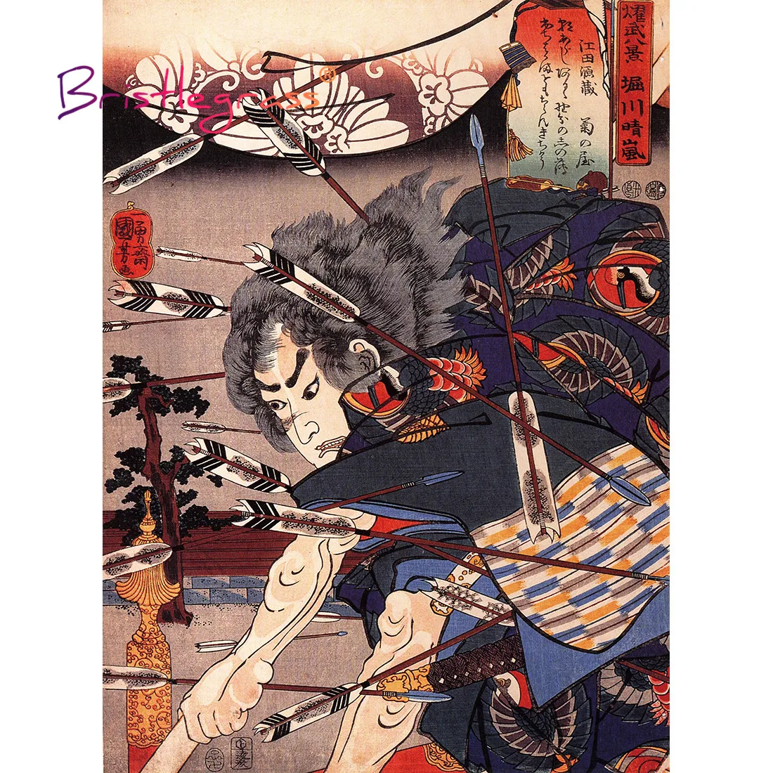

BRISTLEGRASS Wooden Jigsaw Puzzles 500 1000 Pieces Japanese Ukiyoe Utagawa Kuniyoshi Educational Toy Collectibles Painting Decor