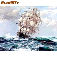 ruopoty fishing boat diy paint by numbers painting kits abstract oil painting by numbers on canvas for painting framed wall art