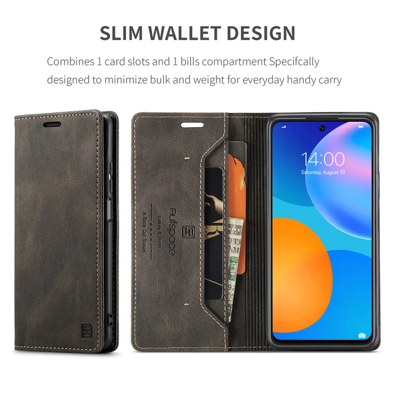 Чехол для Huawei P Smart 2021 кожаный чехол с магнитным слотом карт роскошный