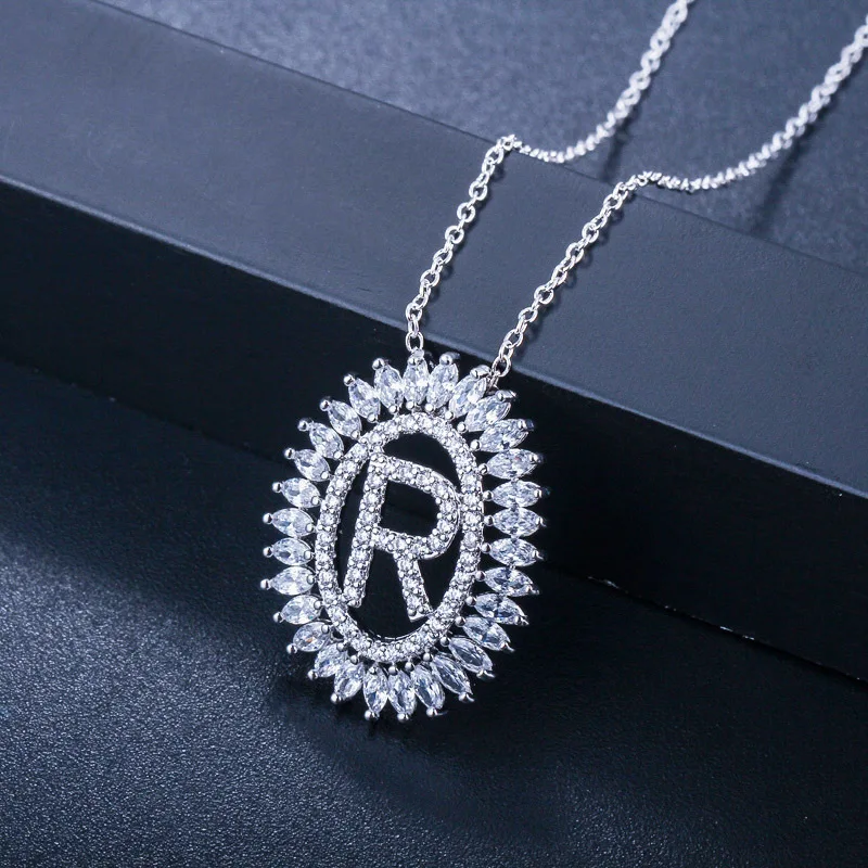 

New simple letter necklace, high-end 3A zircon fashion personalized Pendant