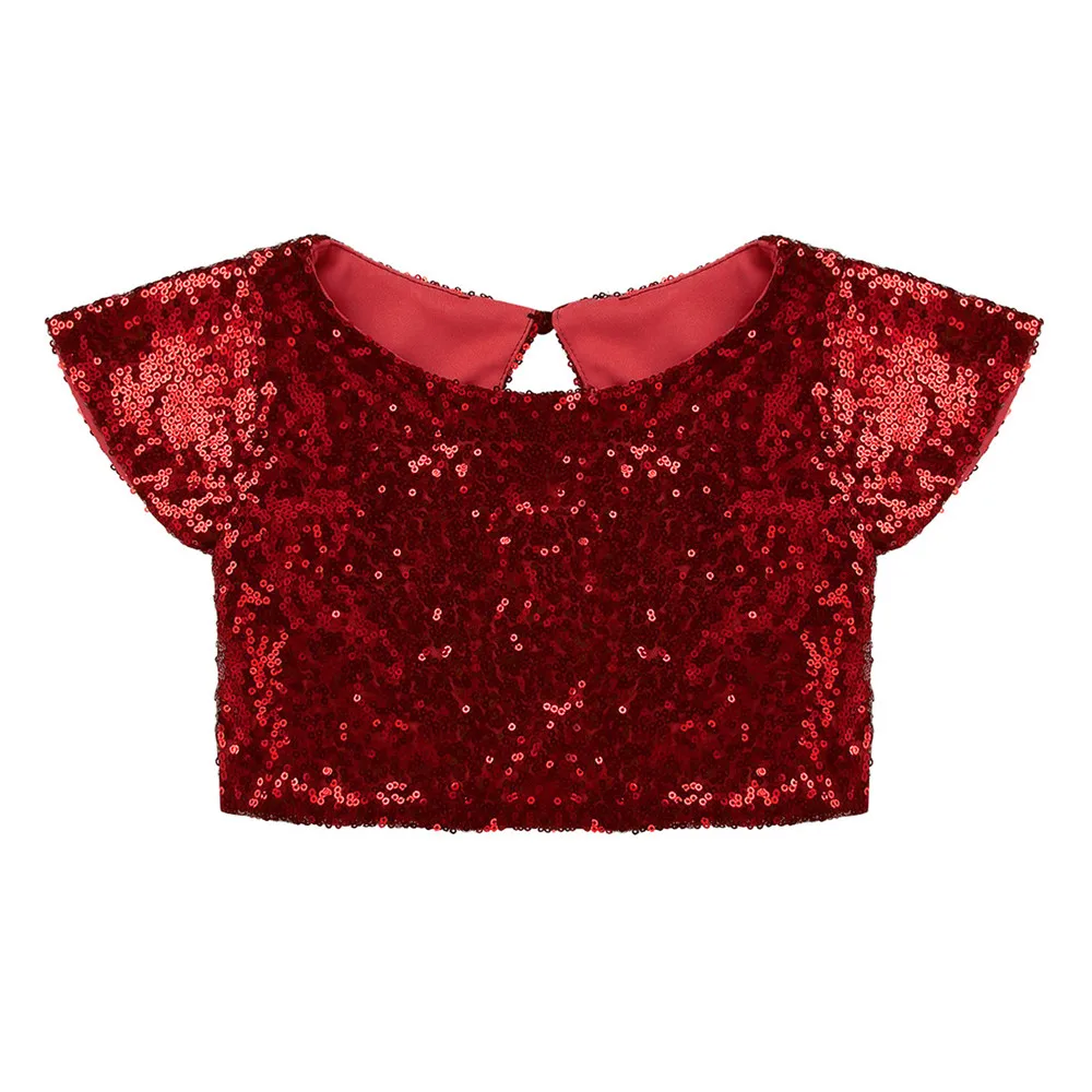 ChicTry/Детская блестящая Кепка с блестками для девочек Короткие топы рукавами дня