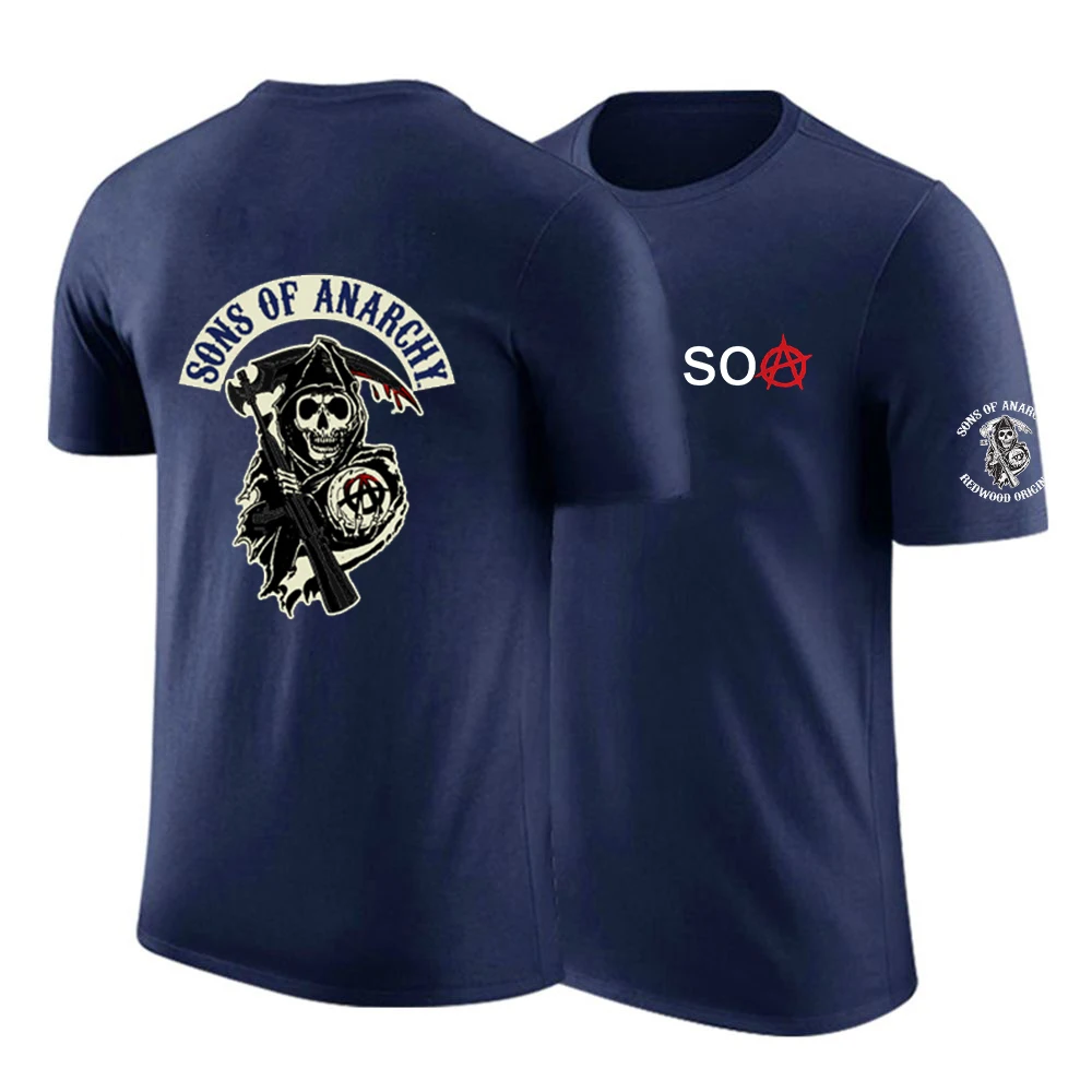 

2021NEW Summer New Solid TShirt Men Causal O-Neck Sons Of Anarchy T-Shirts Male High Quality Classical SAMCRO Tops Short Sleeve