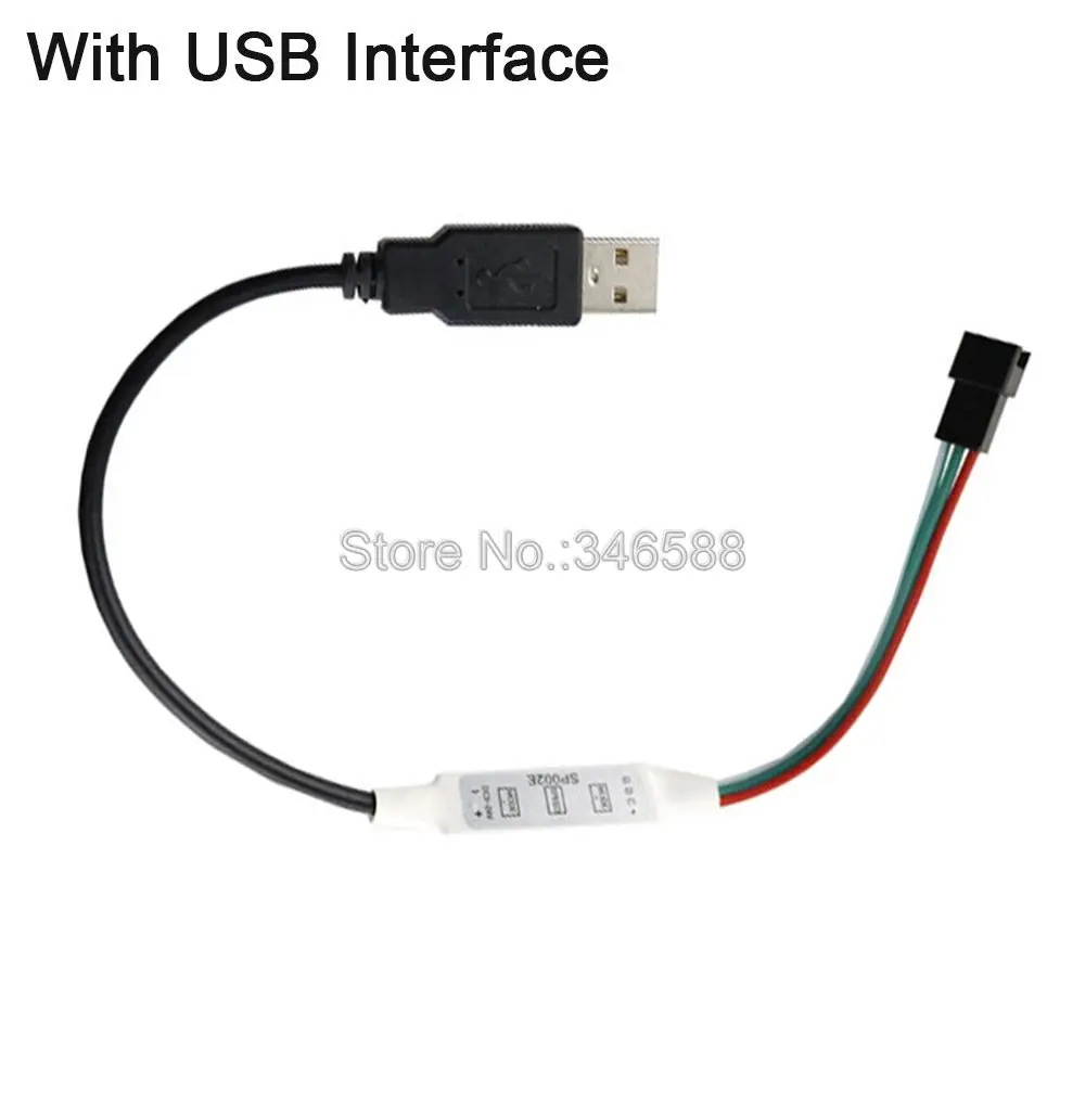 USB Plug Connector DC5V-24V светодиодный контроллер SP002E с 3 кнопками, мини-контроллер пикселей, провод постоянного тока, USB интерфейс, 600 пикселей, для WS2812B, WS2811, светодиодный светильник - Цвет: USB Plug Connector