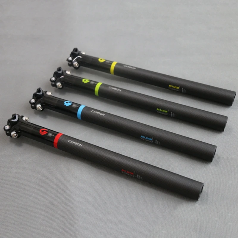

ASIACOM 2Pcs Bicycle Seat Post Full Carbon Fibre Mountain Road Bike Seatpost Bicycle Parts 27.2X400MM-Red & Yellow