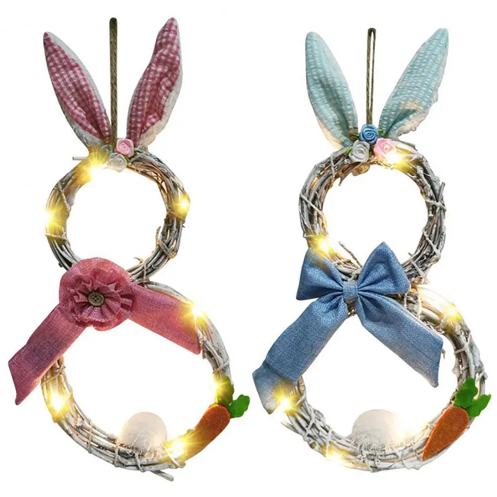 

Wreath Cute Multi-Functional Fabric LED Lights Bunny Wreath for Easter