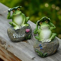 random style green garden decorations frog statues eco friendly anti fade resin simulated frog figurine decoration for yard