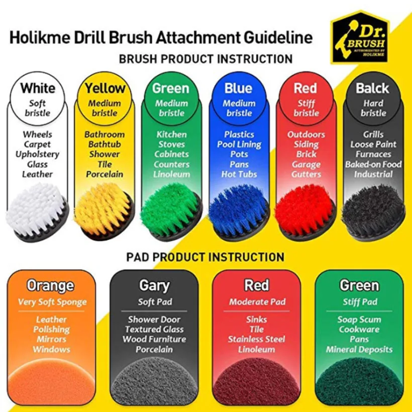 

7-Piece Set of Electric Drill Brush And Vegetable Cloth 4 Inch Scouring Pad Toilet Toilet Electric Drill Brush Head Tire Brush