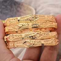 4pcslot dubai gold color bracelet bangles for women girls islamic african wedding jewelry bride flower bracelet for women
