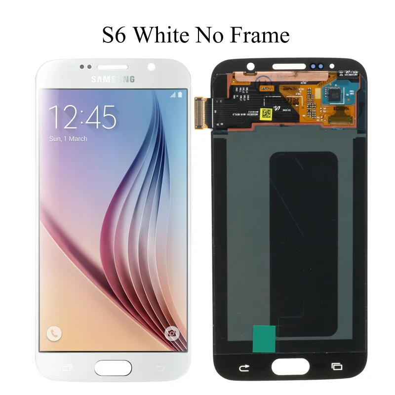 5,1 ''Супер AMOLED замена lcd S6 для SAMSUNG GALAXY S6 G920 SM-G920F G920F G920FD кодирующий преобразователь сенсорного экрана в сборе - Цвет: White No Frame