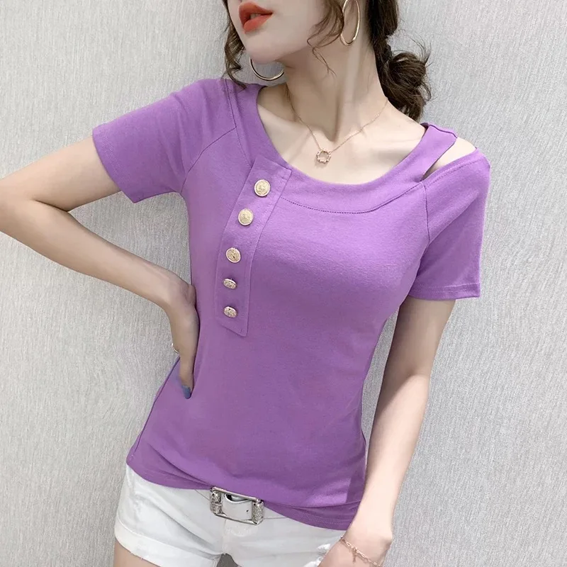 

Fashion Women brown Tops T-shirts Female 2019 Summer