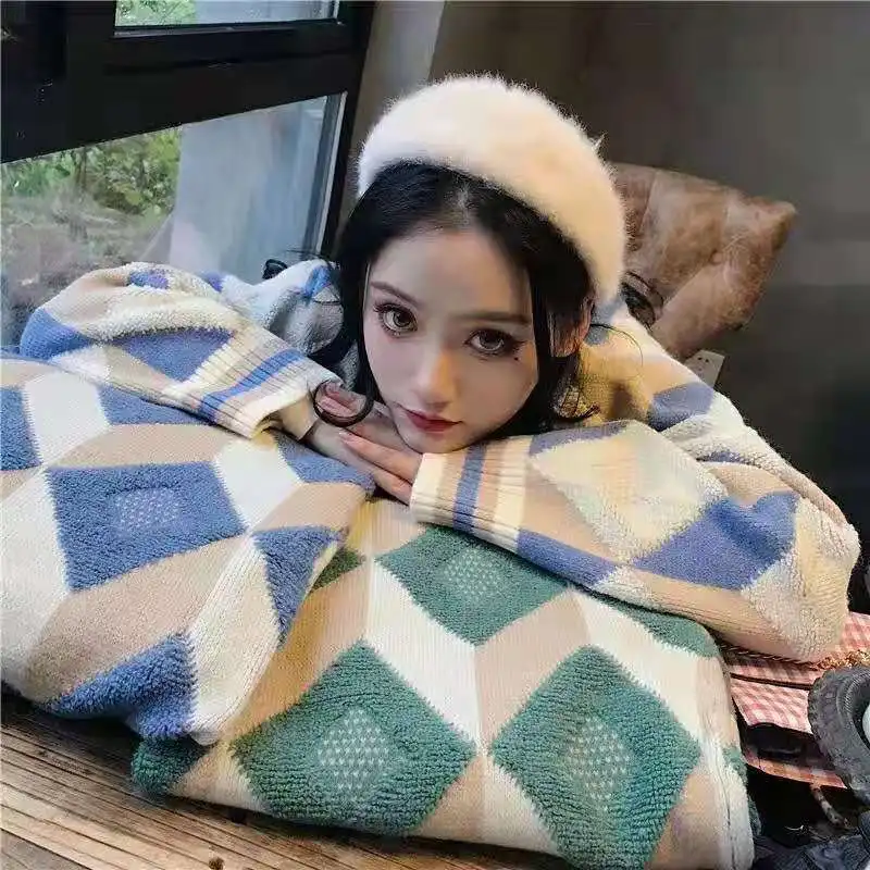 Повседневный женский кардиган свитер с v-образным вырезом однотонный Свободный