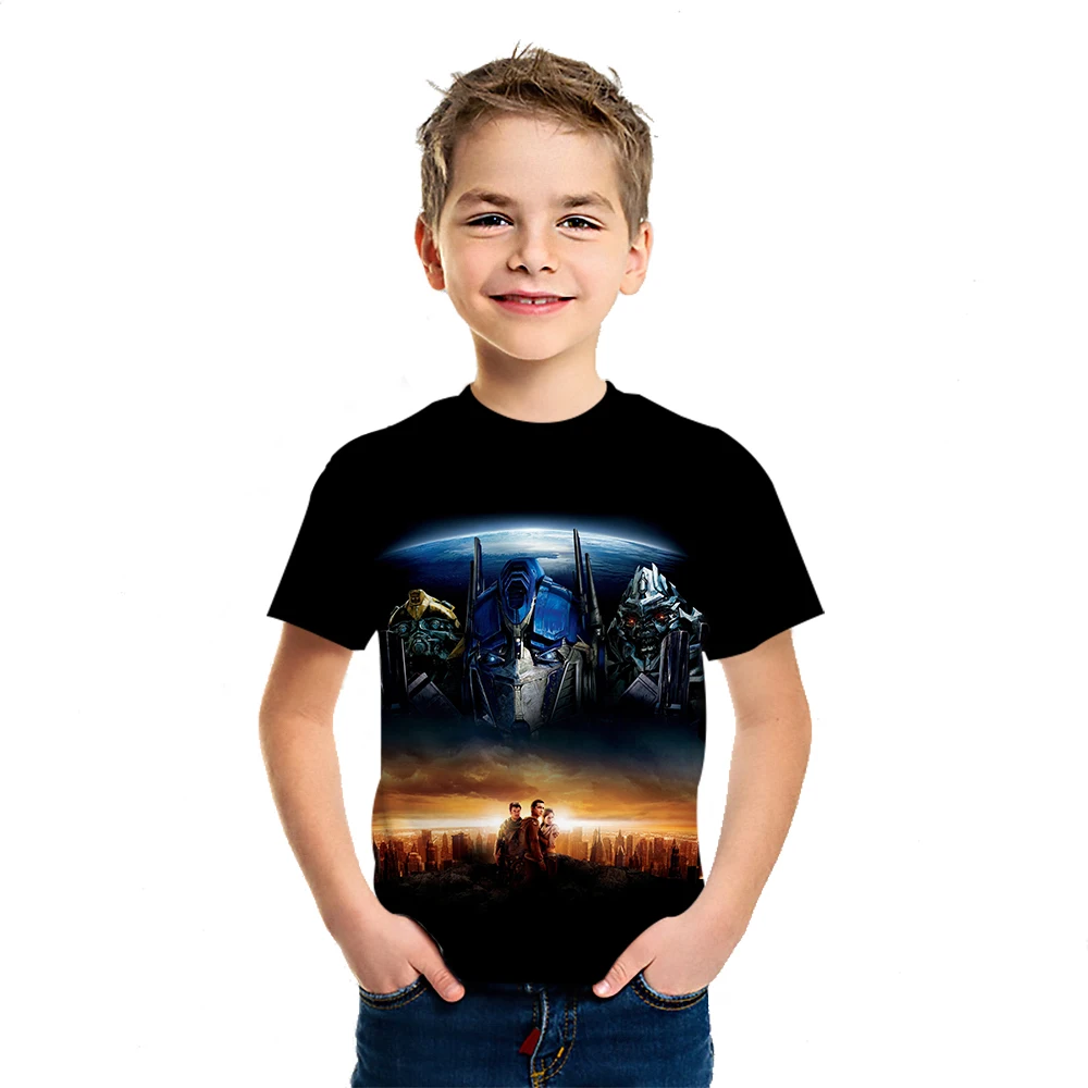 

Transformers Summer Cool Street Style T-Shirt Boys And Girls 3D Printing Animation Peripheral Short Sleeve High Quality Casual T