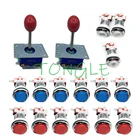 Хромированная подсветка Кнопка 12 В светодиодная аркадная кнопка переключения с 1P 2P кредитный + 2 zippy длинный джойстик для сотрудников