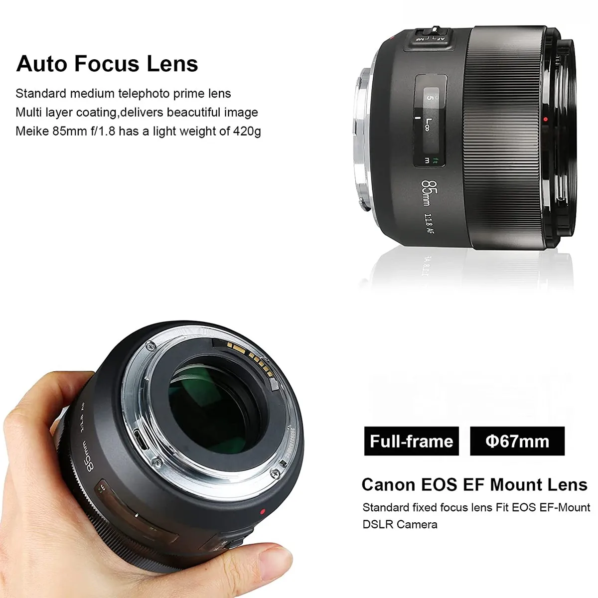 Объектив Meike 85 мм F/1 8 для камер Canon EOS EF 1300D 600D |
