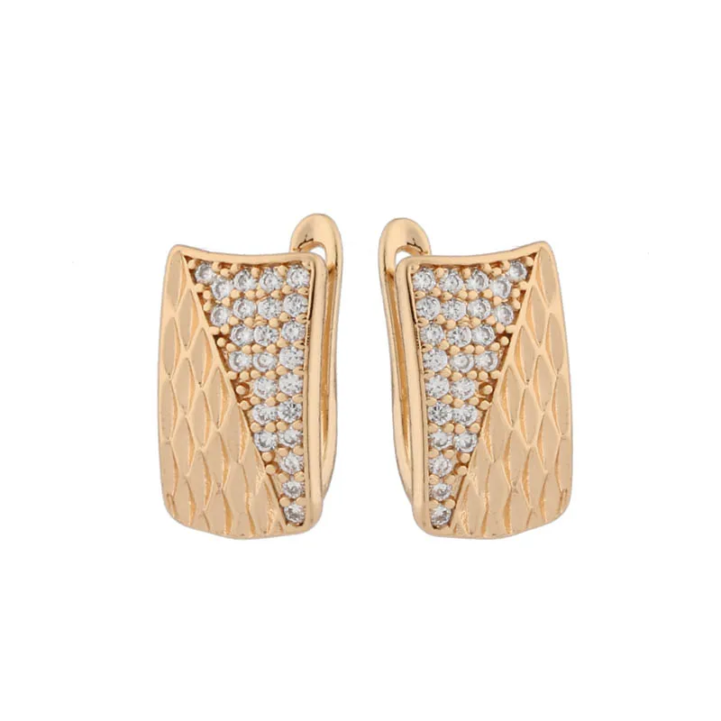 

New Trend Square Dangle Earrings Natural Zircon Romantic Fashion Jewelry Gold Color Geometric Love Gift Women Earrings
