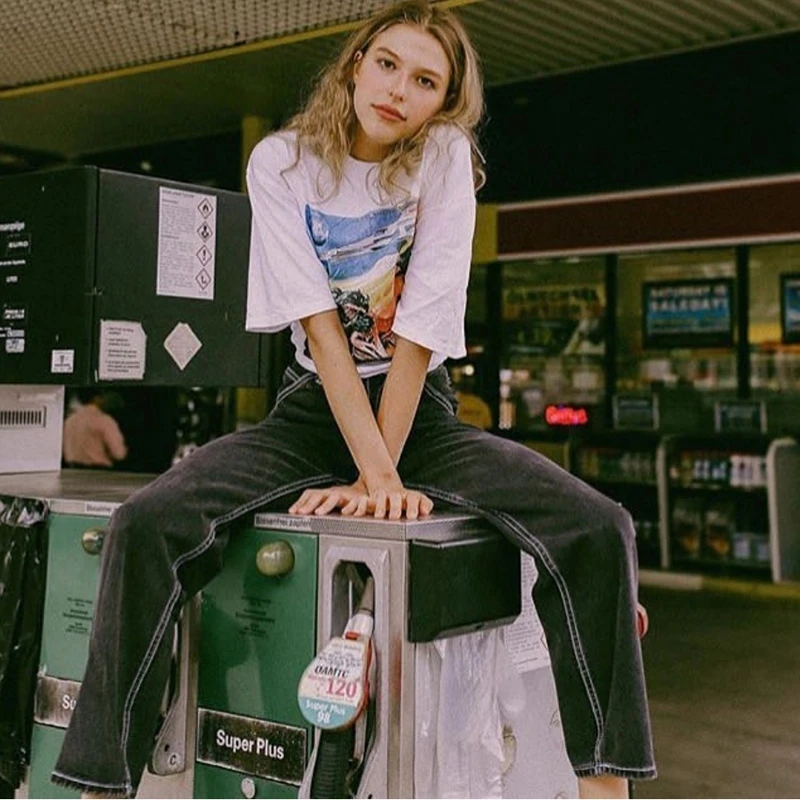 

Jeans Woman High Waist 2021New Wide Leg Female Pants Straight Loose Black Mom Pants Fashion Baggy Boyfriend Jean Women Trousers