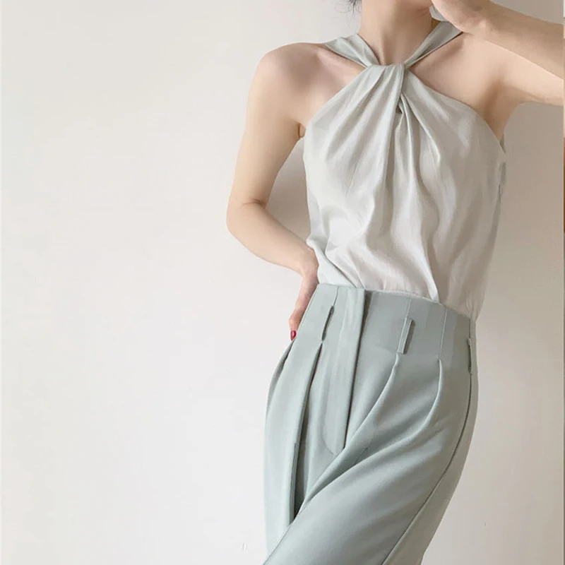 Женский шифоновый топ с открытой спиной привлекательный милый жилет в горошек