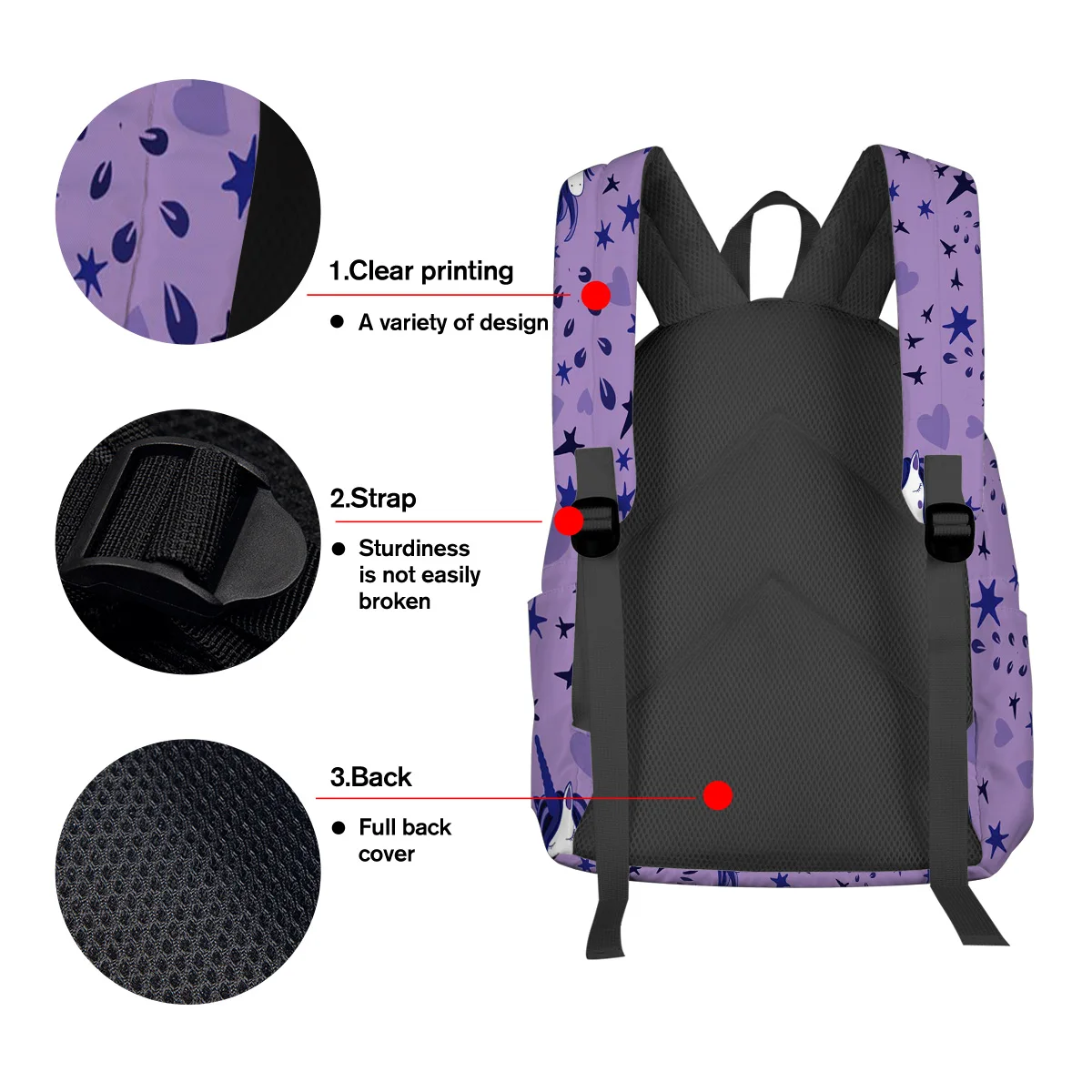 WHEREISART Фиолетовый единорог и звезда рюкзаки Джордж васильтон день рождения